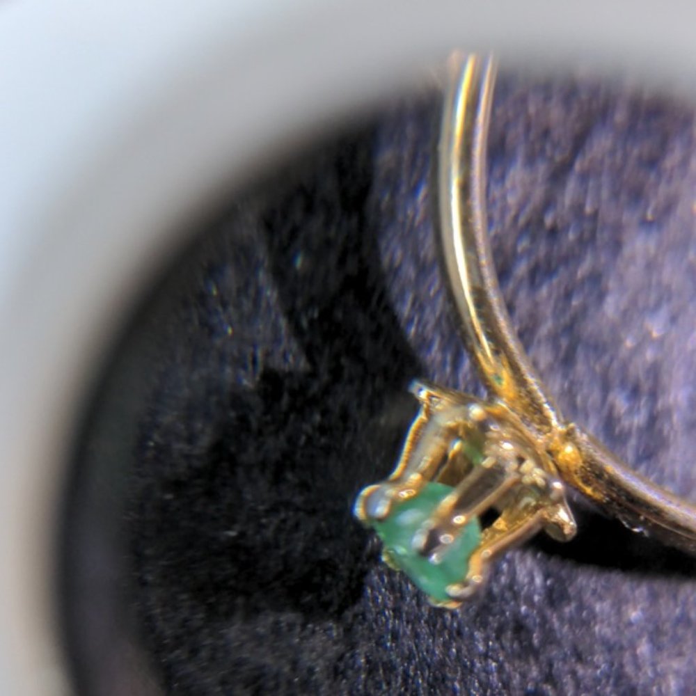 Vintage handmade ring with Colombian emerald stone, size 6 - Picture 4 of 11
